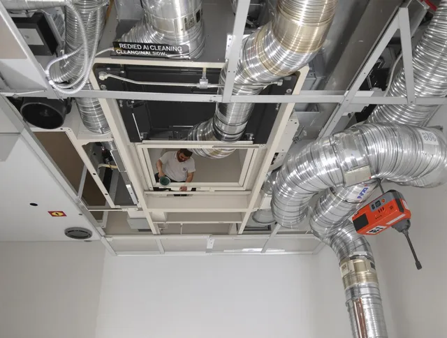 Tyngsborough Air Duct Cleaning technician performing detailed central duct system cleaning in Tyngsborough