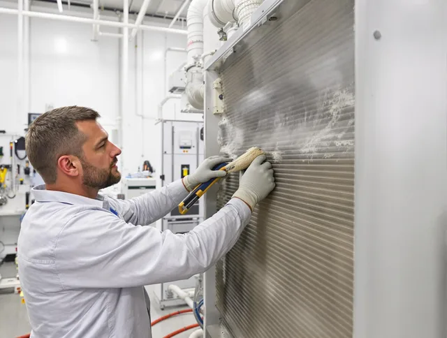 Tyngsborough Air Duct Cleaning technician performing precision commercial coil cleaning at a Tyngsborough business